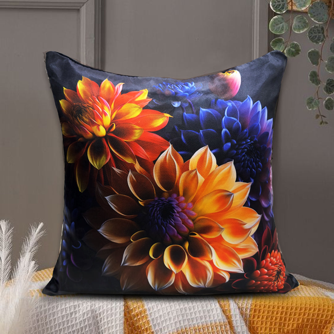 Floral 3d printed silk cushion cover