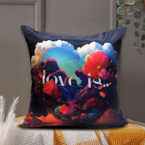 Floral love 3d printed silk cushion cover