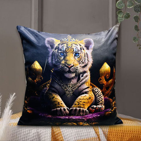Tigers roar 3d printed silk cushion cover