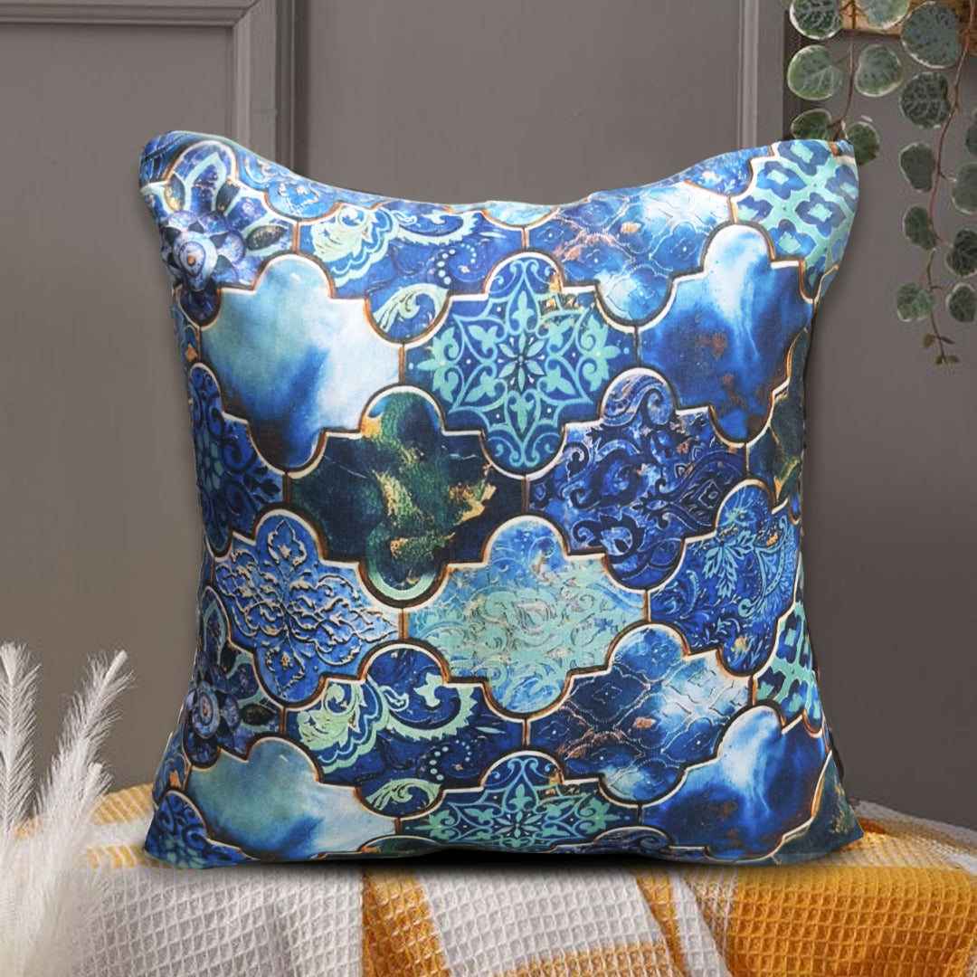 Aqua dreams 3d printed silk cushion cover