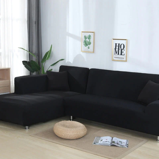 L Shape Jersey sofa cover black