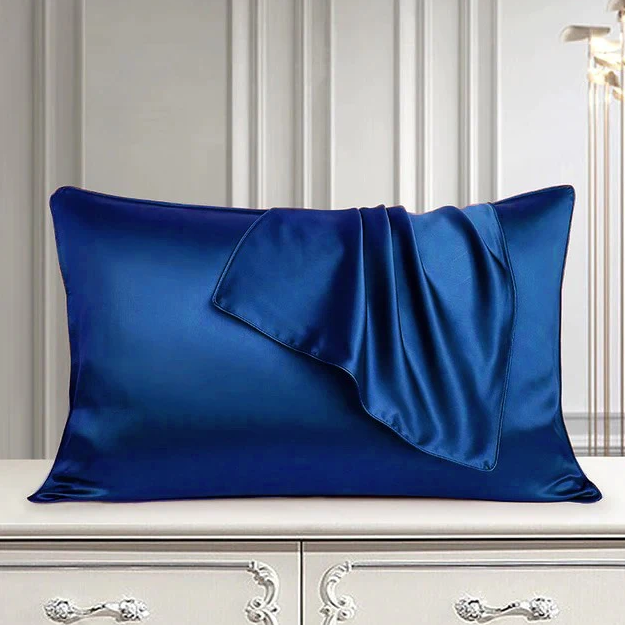Silk pillow cover blue