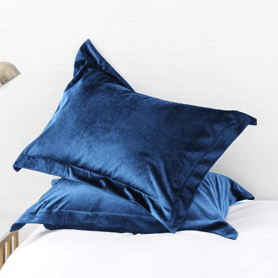 Velvet pillow cover blue