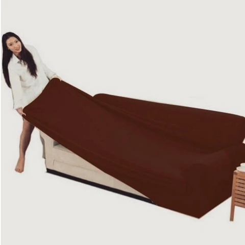 Jersey sofa cover brown