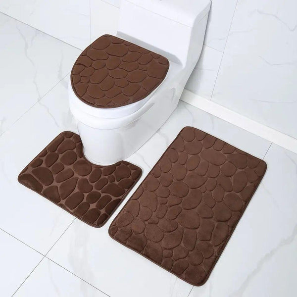 3pcs Memory Foam Bath Mats Extra soft-Non slip Brown