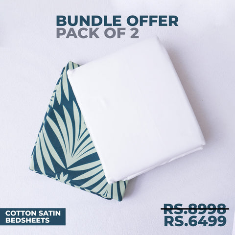 Bundle Offer | Pack of 2 Cotton Satin Bedsheets