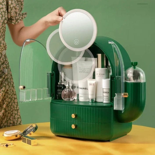 CACTUS COSMATIC ORGANIZER WITH LED LIGHT WITH MIRROR