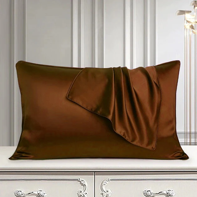 Silk pillow cover chocolate brown