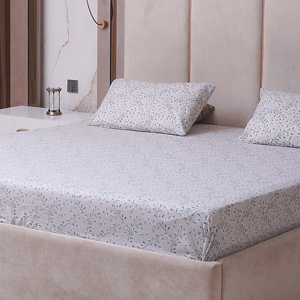 Green Leafy Breeze Percale Cotton Bedsheet