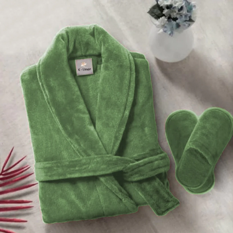 Velour bathrobe green