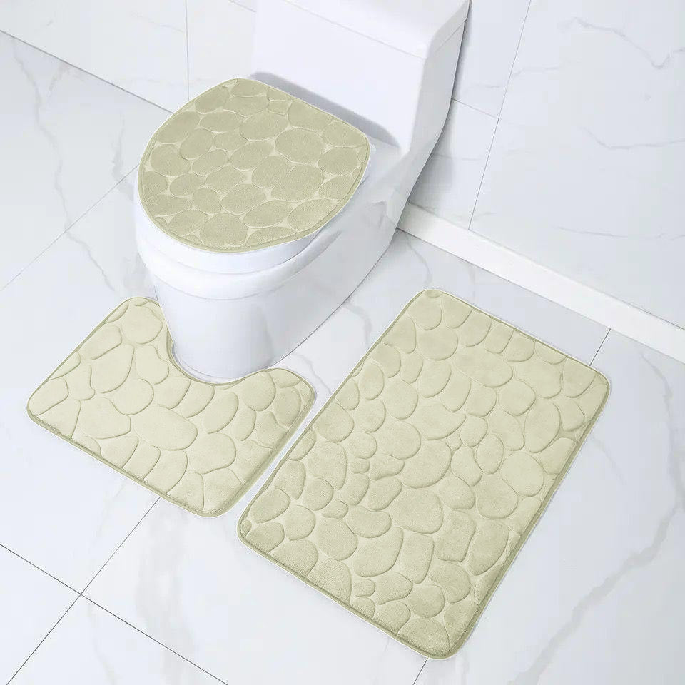 3pcs Memory Foam Bath Mats Extra soft-Non slip Light Green