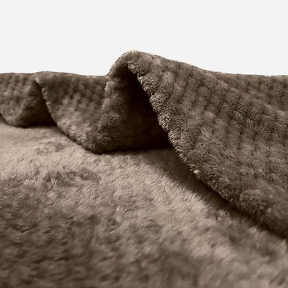 Waffle fleece blanket bed throw brown