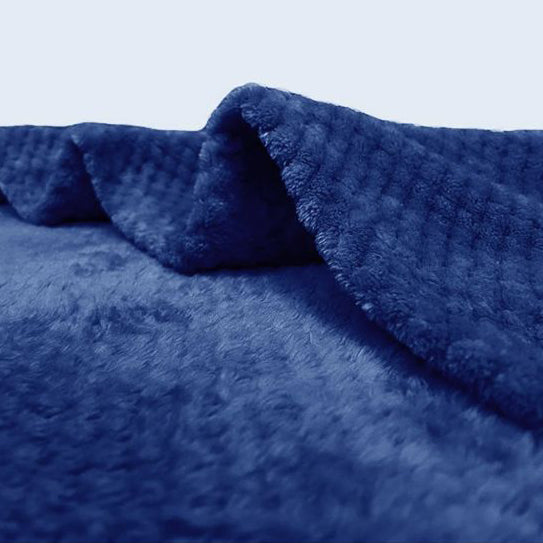 Waffle fleece blanket bed throw dark blue