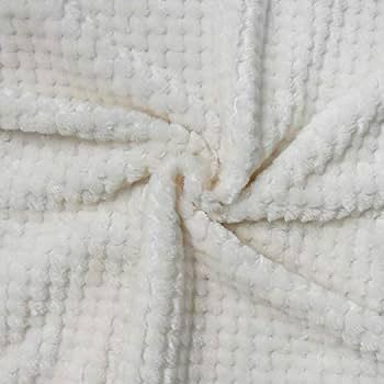 Waffle fleece blanket bed throw cream white