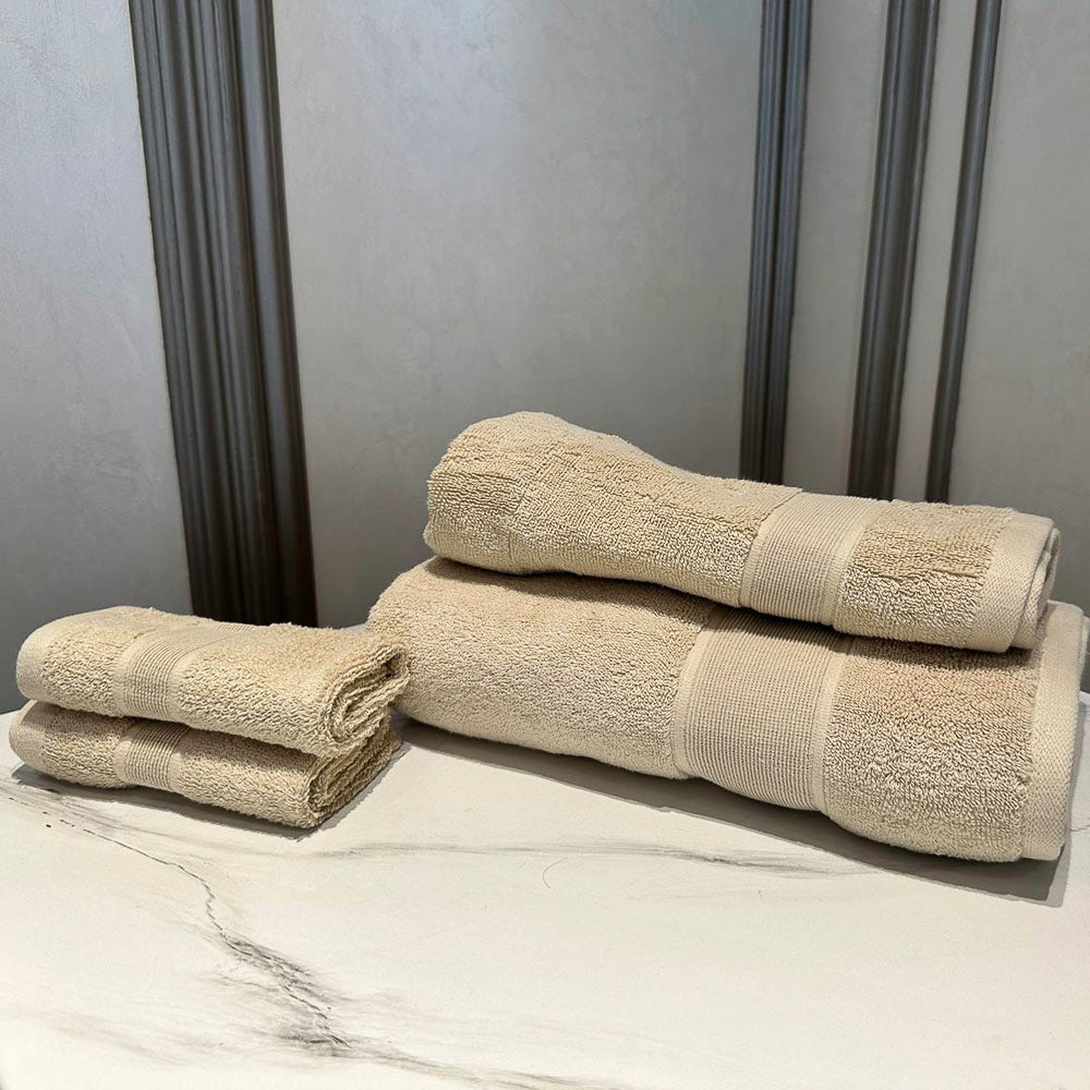 4 Pcs bath towel set beige