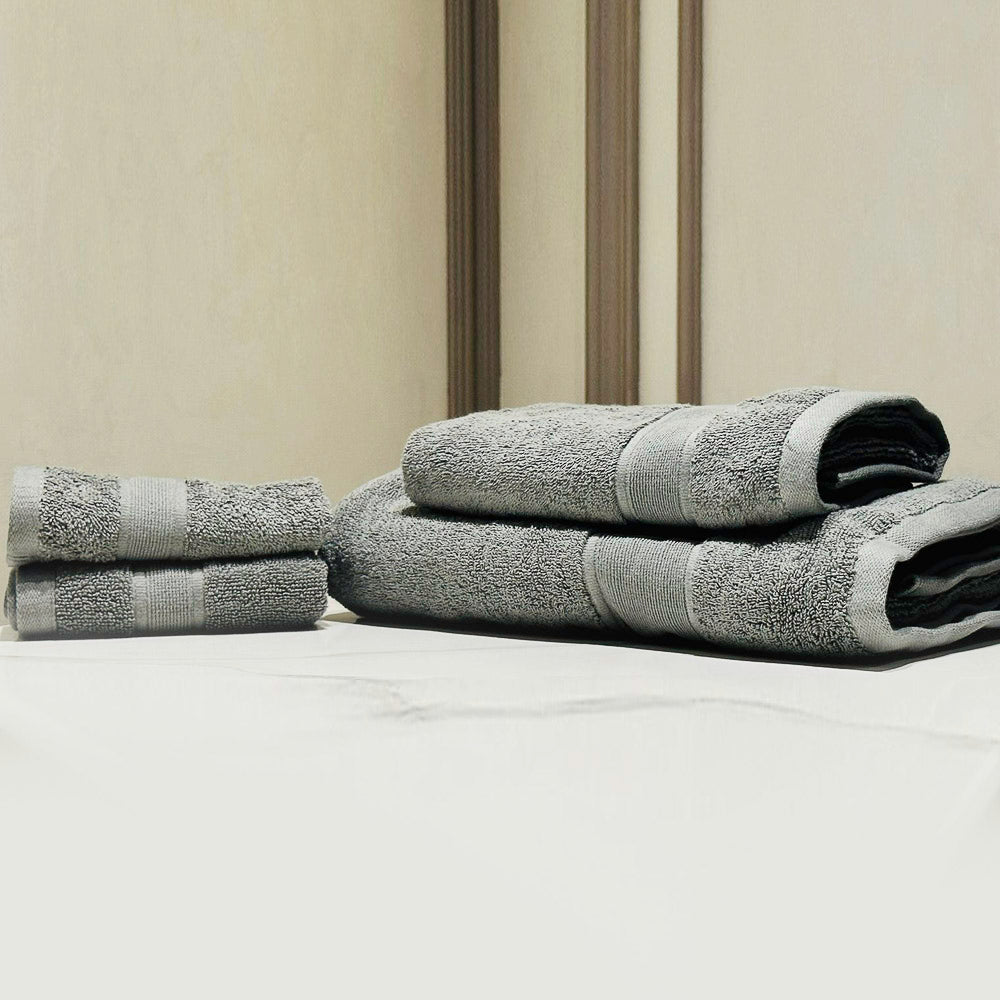 4 Pcs bath towel set grey