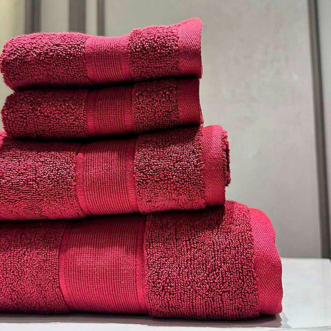 4 Pcs bath towel set red