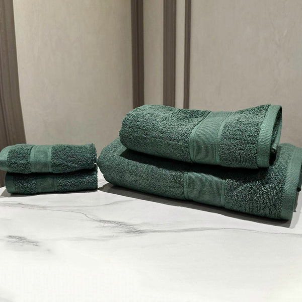 4 Pcs bath towel set green