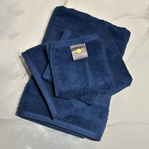 4 Pcs bath towel set navy blue