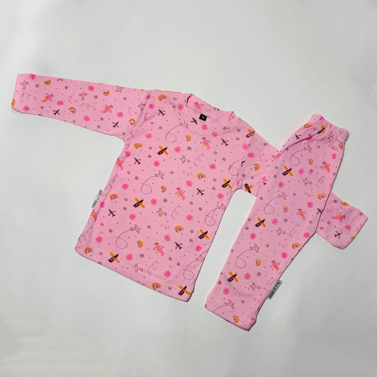 Infant nightsuit pink aeroplane