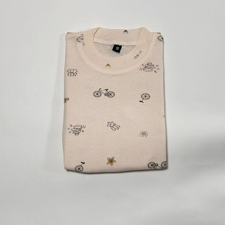 Infant nightsuit beige cycle print