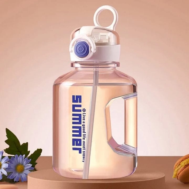 summer outdoor water bottle with straw