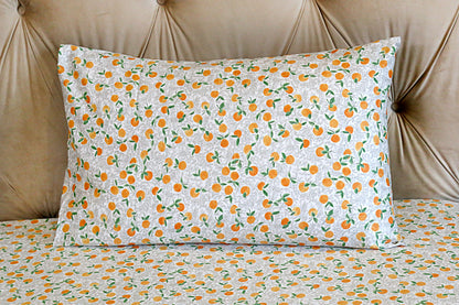 oranges 100% cotton satin fitted sheet