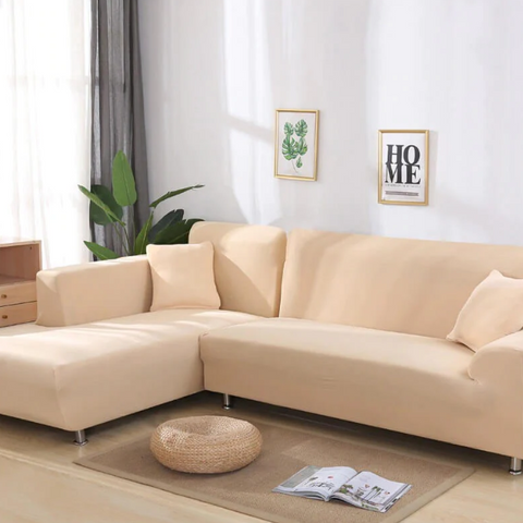 L Shape Jersey sofa cover beige
