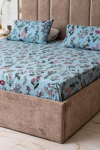 Myla floral blue 100% percale bedsheet