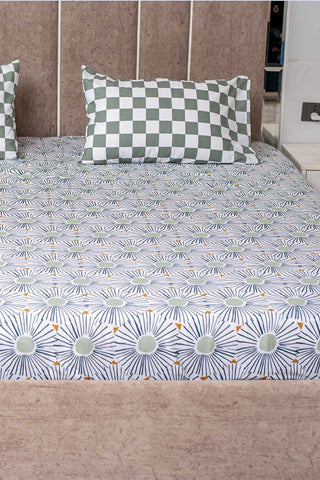 Green grid 100% cotton bedsheet