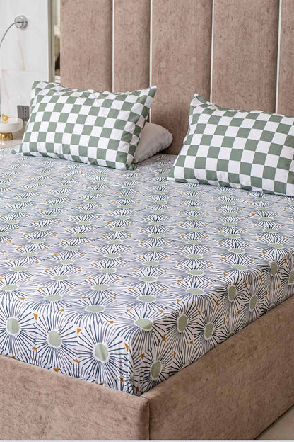 Green grid 100% cotton bedsheet