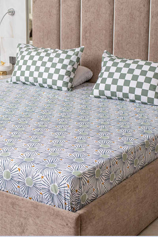 Green grid 100% cotton bedsheet