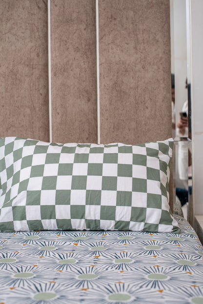 Green grid 100% cotton bedsheet