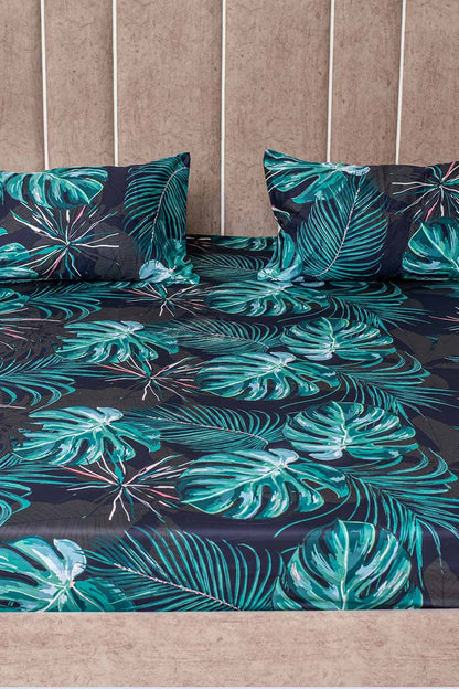 Mystic greens 100% cotton satin bedsheet