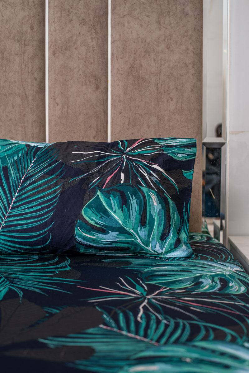 Mystic greens 100% cotton satin bedsheet