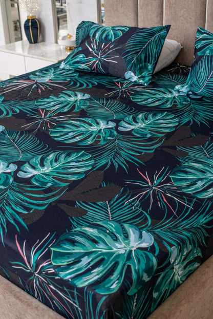 Mystic greens 100% cotton satin bedsheet