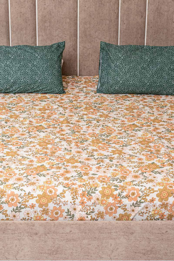 Orange garden 100% cotton bedsheet