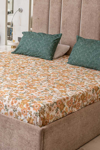 Orange garden 100% cotton bedsheet
