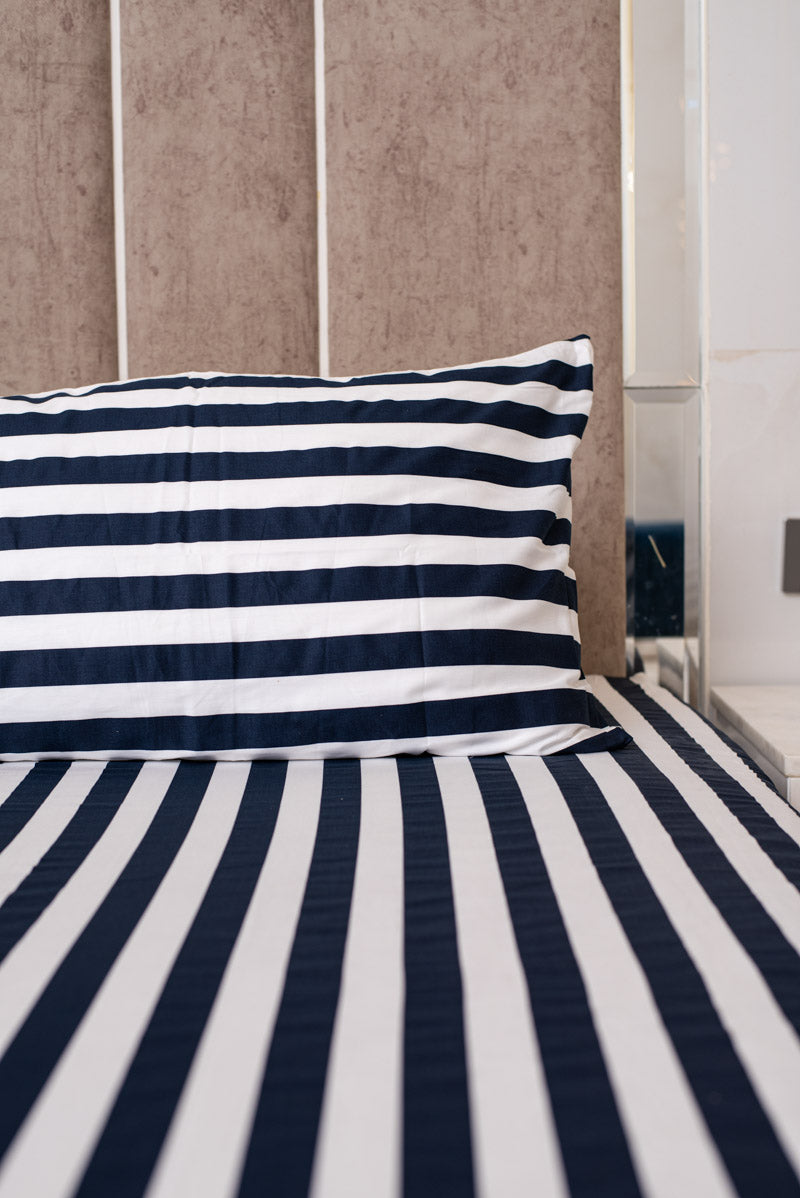 Harbor stripes 100% cotton satin bedsheet