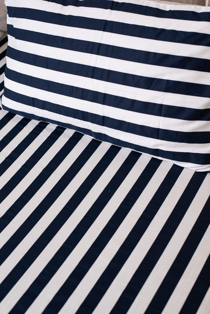 Harbor stripes 100% cotton satin bedsheet