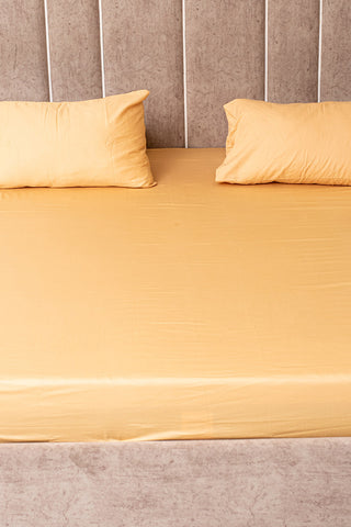 Honey gold 100% cotton satin bedsheet