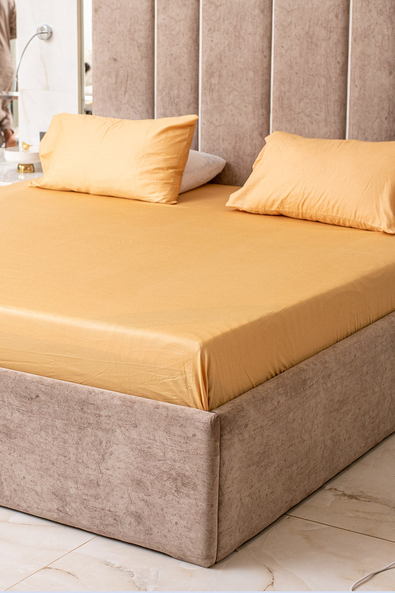 Honey gold 100% cotton satin bedsheet