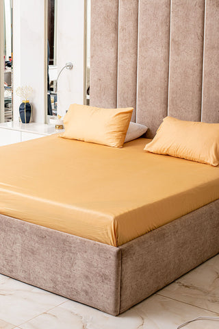 Honey gold 100% cotton satin bedsheet