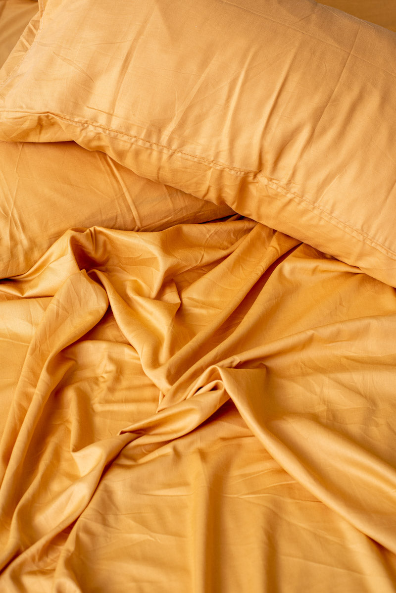 Honey gold 100% cotton satin bedsheet