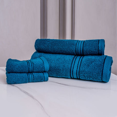 Comb cotton bath towel set blue