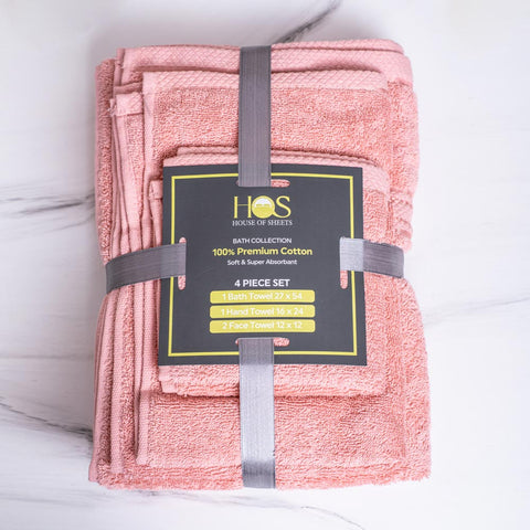 Comb cotton bath towel set pink