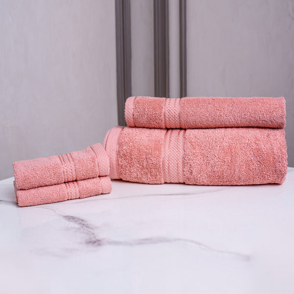 Comb cotton bath towel set pink