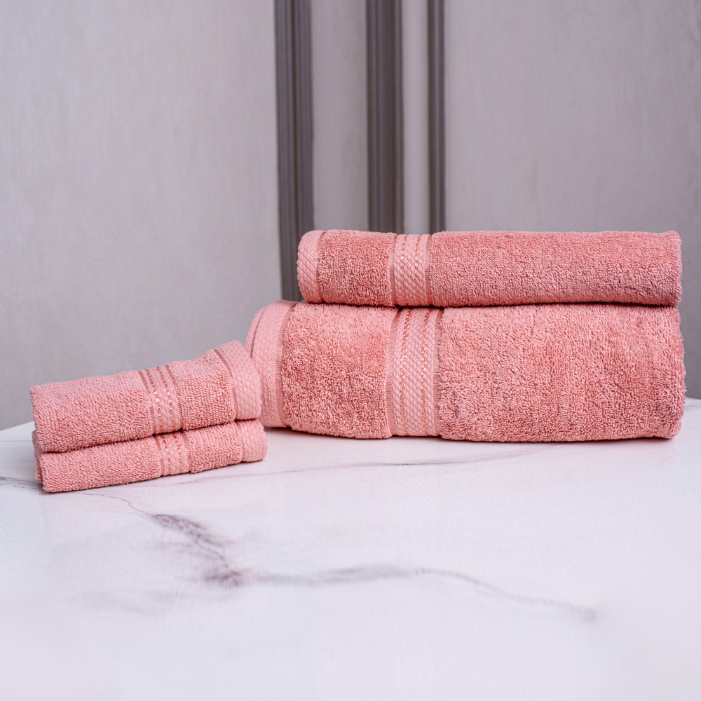 Comb cotton bath towel set pink