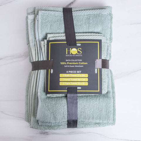 Comb cotton bath towel set light green
