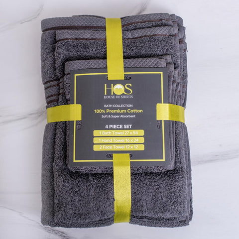 Comb cotton bath towel set dark grey